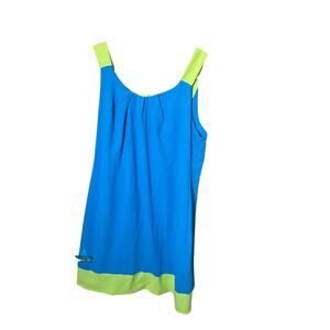 Bethany Women's Blue Yellow Sleeveless Scoop Neck Zipper Tank Dress Size 12